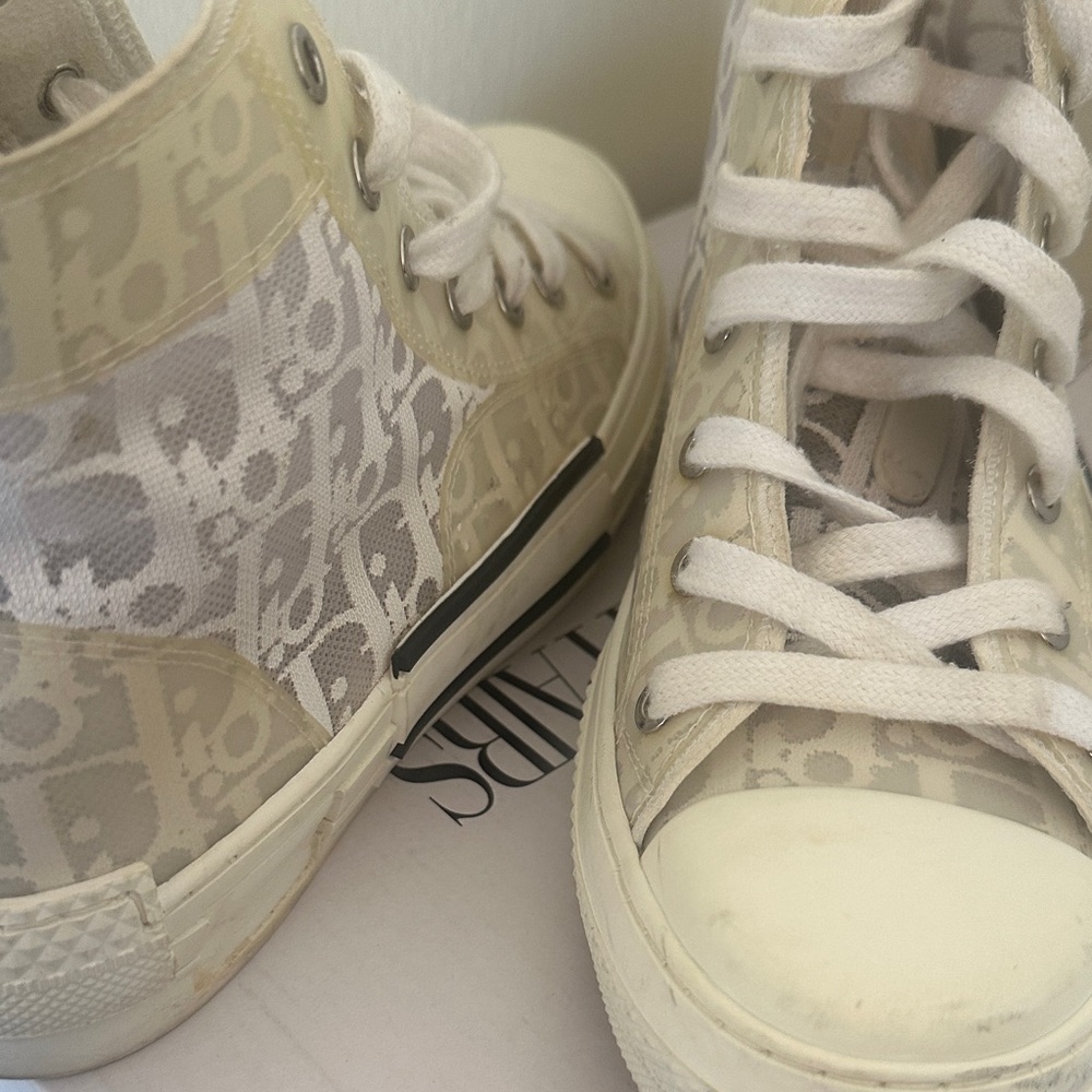 Dior Cream and White High-Top Sneakers